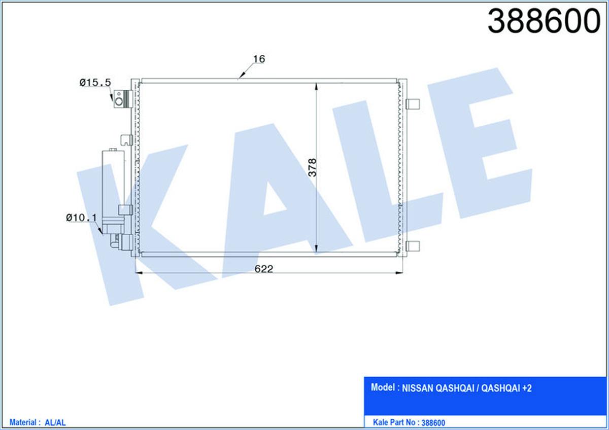Klima Radyatörü Kondenser Qashqaı 2.0 07 Mr20de Aliminyum Al/Al 622X378x16