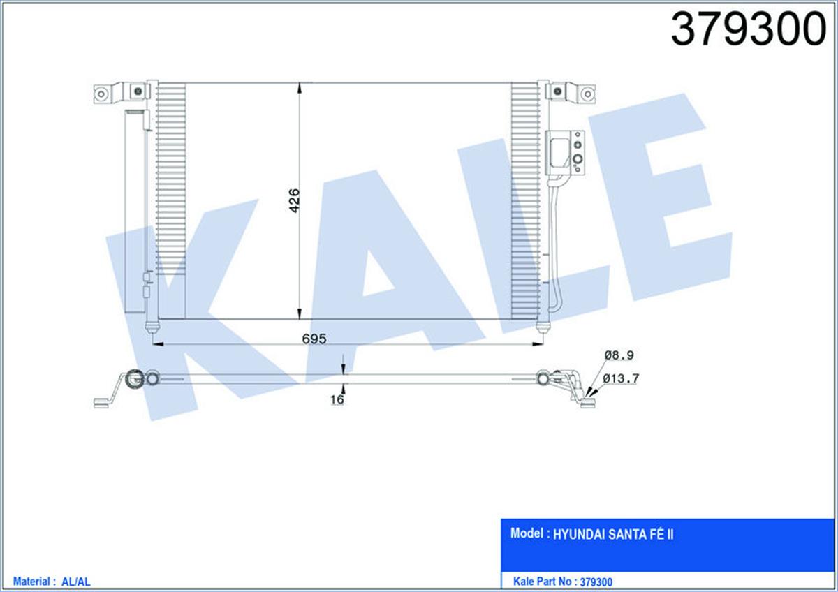 Klima Radyatörü Kondenser Santafe 2.7-2.2 Crdi 06 Al/Al 693X479x16