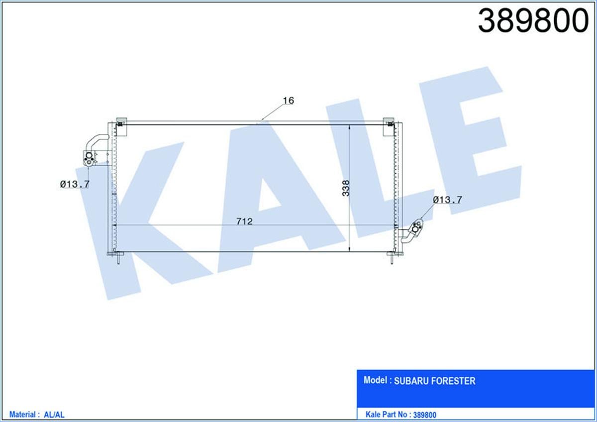 Klima Radyatörü Kondenser Subaru Forester Al-Al 712X338x16