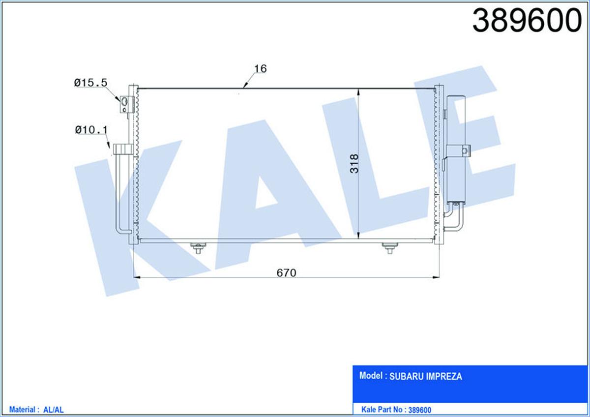 Klima Radyatörü Kondenser Subaru Impreza Al-Al 670X318x16