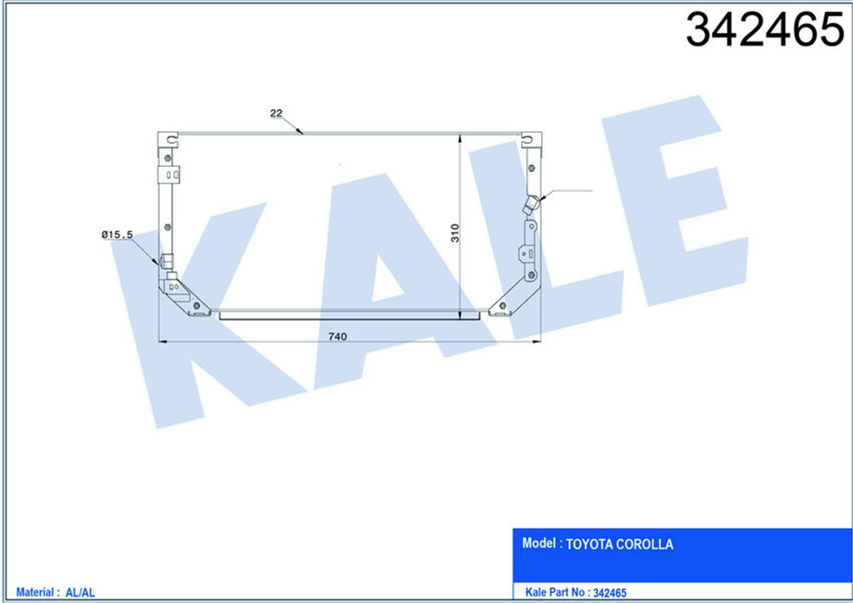 Klima Radyatörü Kondenser Toyota Corolla-Compact-Liftback-Wagon Al-Al