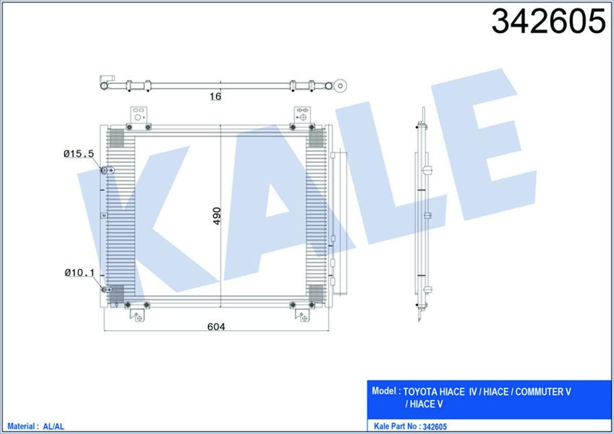 Klima Radyatörü Kondenser Toyota Hıace Iv Box-Bus Al-Al
