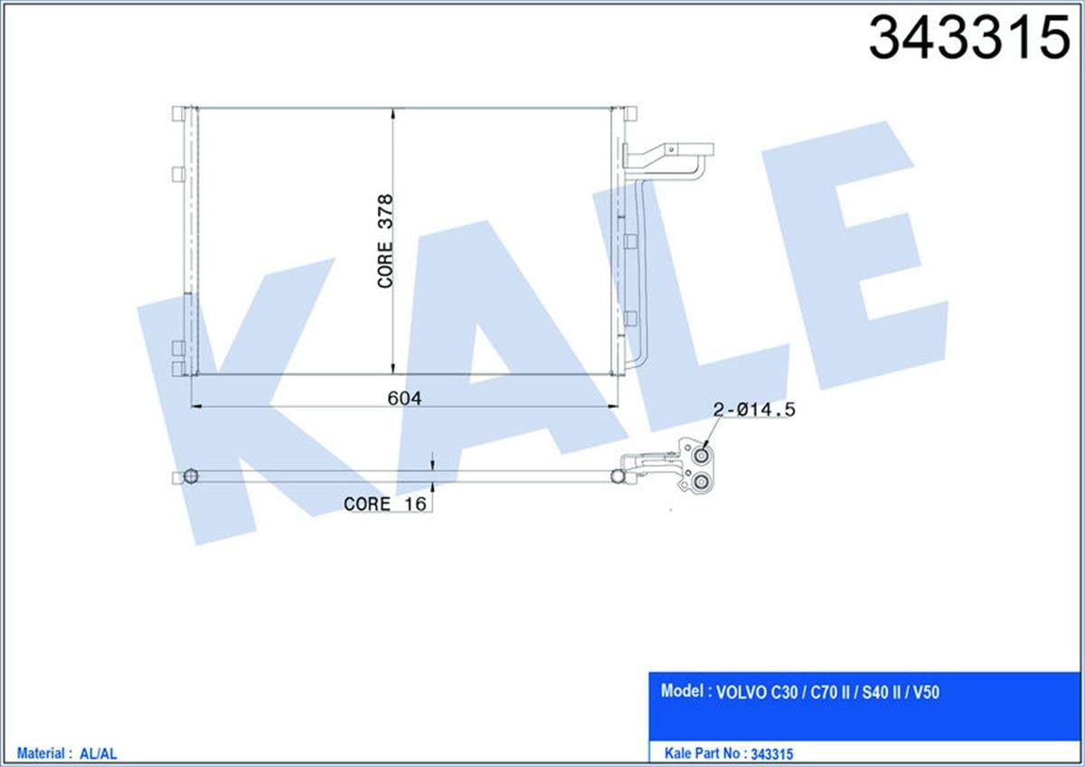 Klima Radyatörü Kondenser Volvo C30-C70 Iı Convertible-S40 Iı-V50 Al-Al