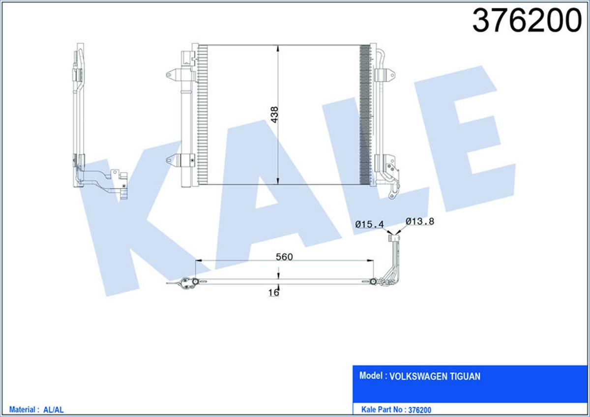 Klima Radyatörü Kondenser Vw Tiguan Al/Al 540X450x16