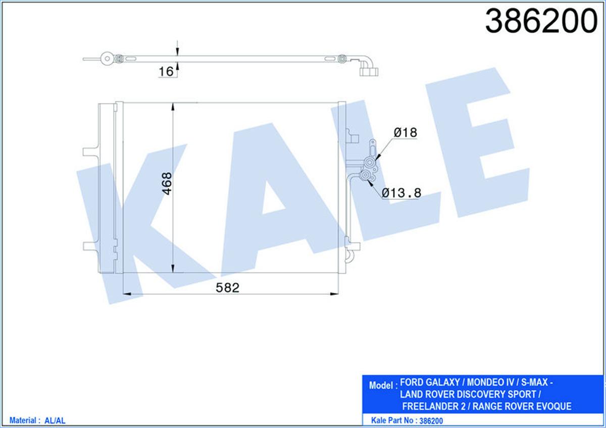 Klima Radyatörü Kondenseri Mondeo 2.0 Dw10 S-Max 07 Volvo Land Rover Al-Al 602X4