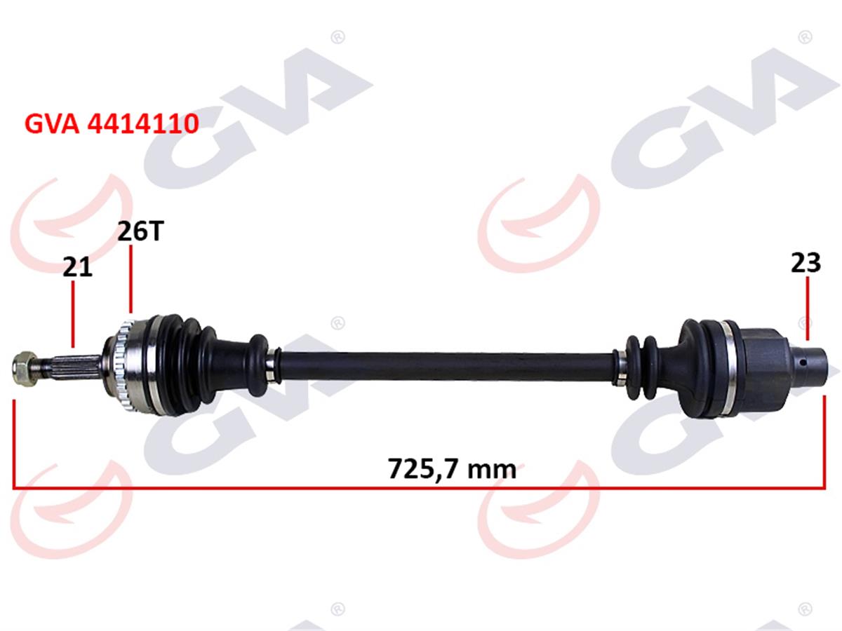 Komple Aks Sağ Clıo Iı 1.4İ 16V 98-05 Abs Li 26Diş 726Mm