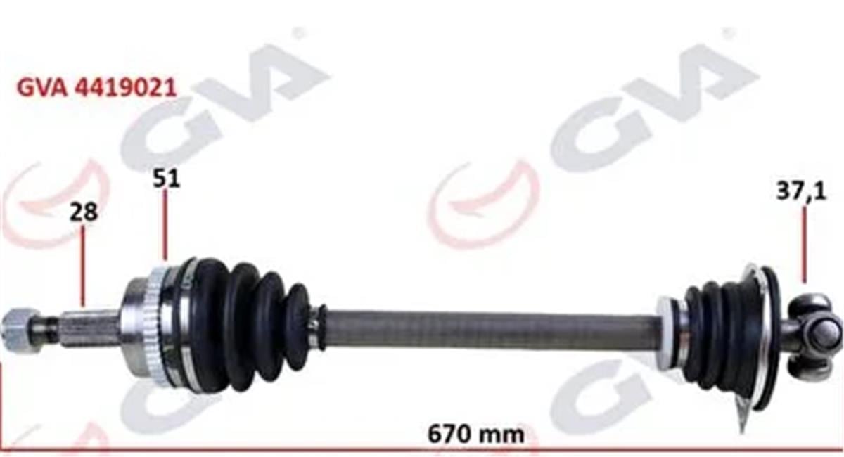 Komple Aks Sol Master-Movano Iı 2.5D 98-10 Abs Li 51Diş 670Mm