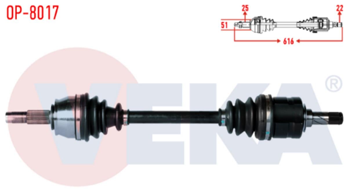 Komple Aks Sol On Uzunluk 616M Opel Corsa D 1.3 Cdtı (Dtj) 2006-2014 / Chevrolet