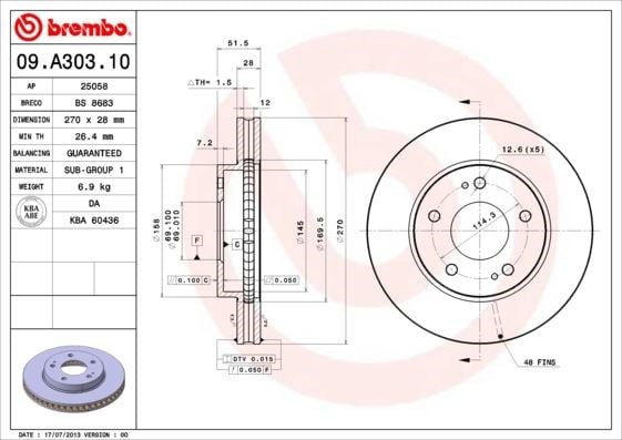 Mitsubishi L200 Ön Fren Diski Hava Kanallı BREMBO