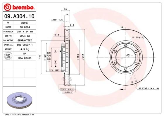 Mitsubishi L200 Ön Fren Diski Hava Kanallı BREMBO