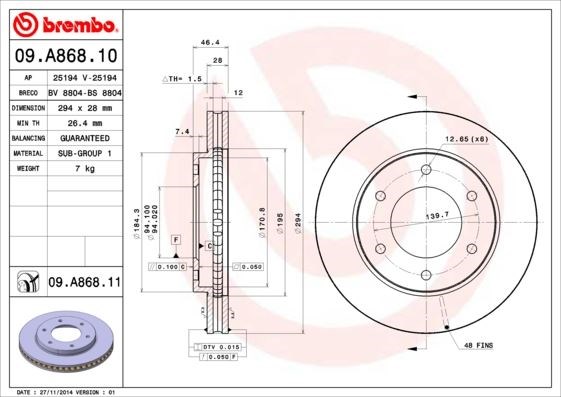 Mitsubishi L200 Ön Fren Diski Hava Kanallı Kaplamalı BREMBO