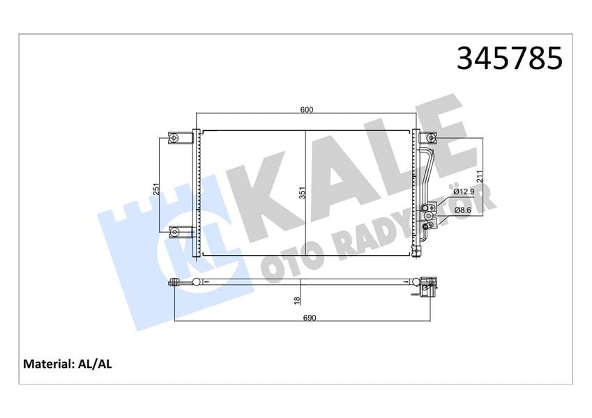Mitsubishi L200 2.5L Klima Radyatörü Kondenser KALE-RADYATOR