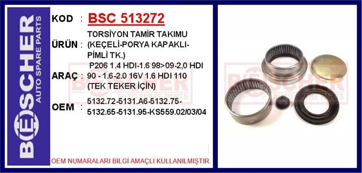 Peugeot 206 1.4 Hdi Torsiyon Tamir Takımı Keçeli