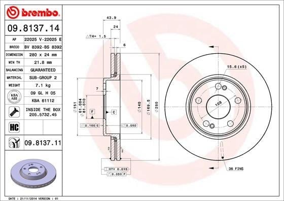 Renault Laguna I Ön Fren Aynası Havalı BREMBO