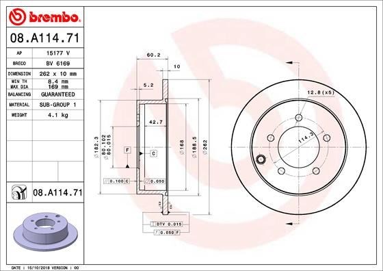 Mitsubishi Lancer Arka Düz Fren Diski [UV Coated] BREMBO
