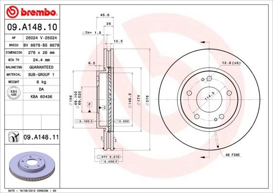 Mitsubishi Lancer Ön Fren Diski UV Kaplamalı BREMBO