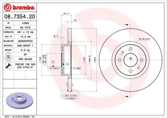 Lancia Ön Fren Diski Standard BREMBO