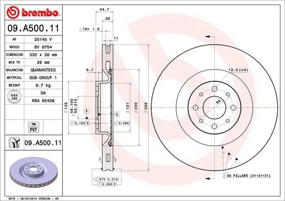 Lancia Ön Fren Diski UV Kaplamalı BREMBO