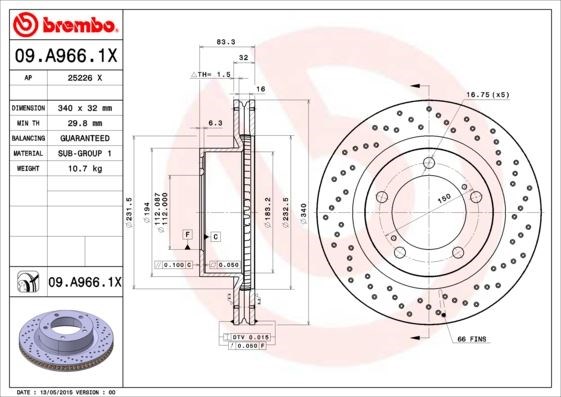 Toyota Land Cruiser Ön Fren Diski Hava Kanallı - Delikli BREMBO