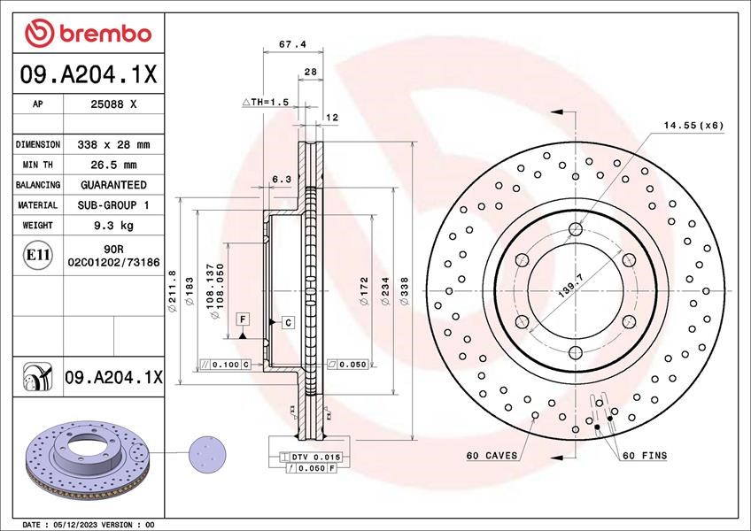Toyota Land Cruiser Ön Hava Kanallı Fren Diski BREMBO
