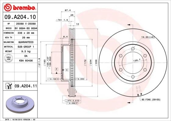 Toyota Land Cruiser Ön Fren Diski Hava Kanallı BREMBO