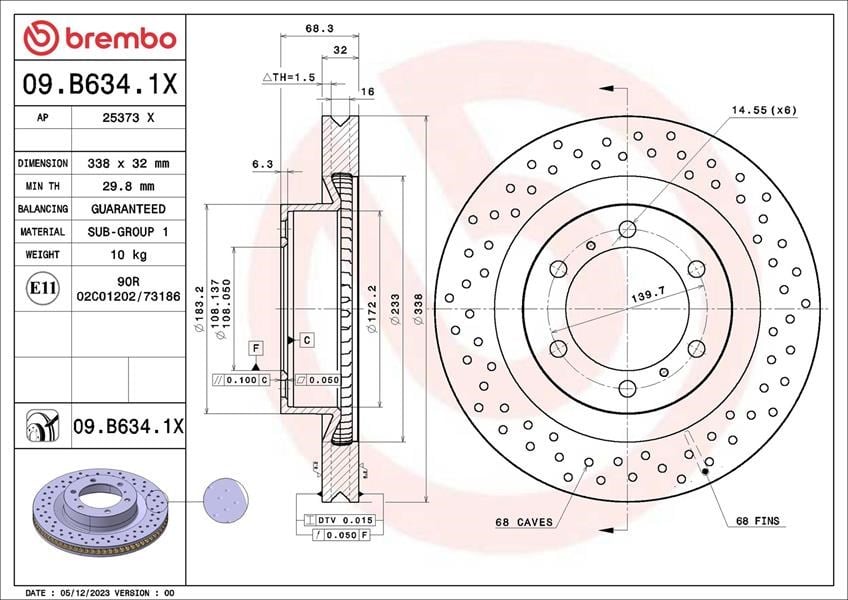 Toyota Land Cruiser Ön Fren Diski Hava Kanallı Delikli BREMBO