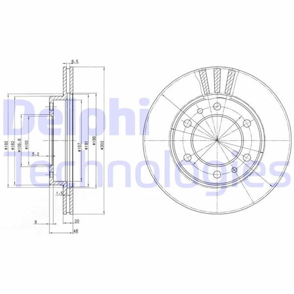 Toyota Land Cruiser Ön Fren Diski Delikli DELPHI