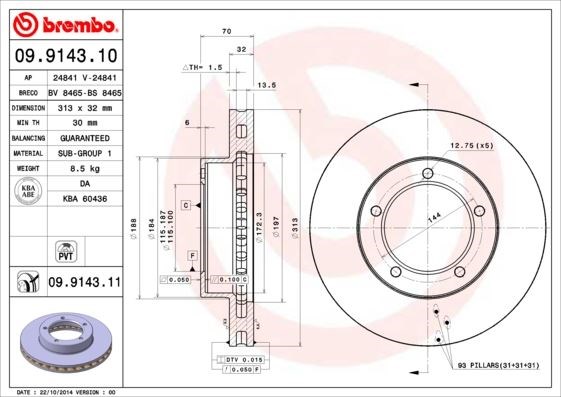 Toyota Land Cruiser Ön Fren Diski Hava Kanallı Kaplamalı BREMBO