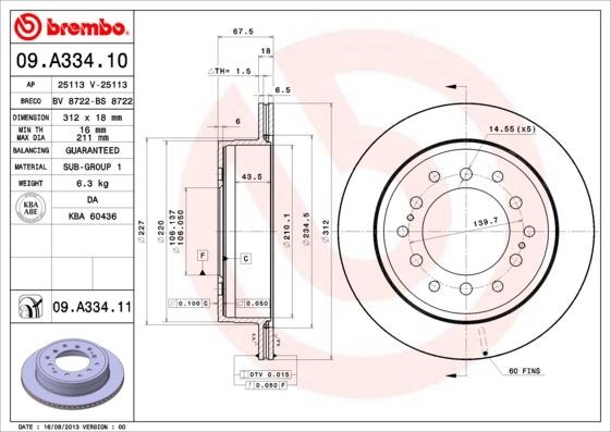 Toyota Land Cruiser Arka Fren Diski Havalı BREMBO