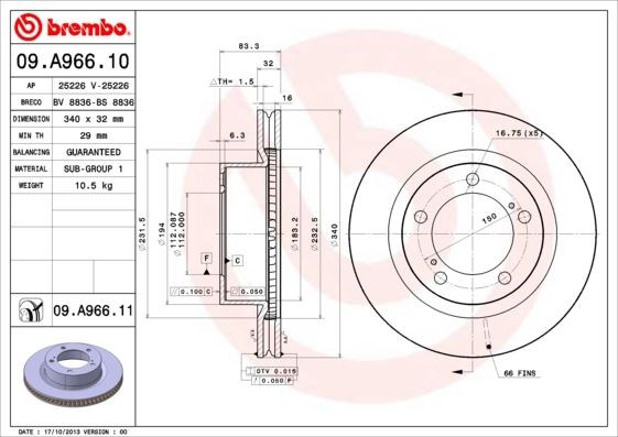 Toyota Land Cruiser Ön Fren Diski Hava Kanallı BREMBO
