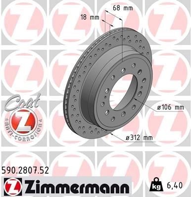 Toyota Land Cruiser Arka Fren Aynası Havalı Delikli 312mm ZIMMERMANN