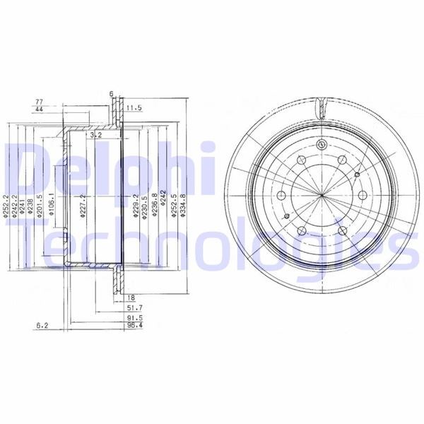 Toyota Land Cruiser Arka Fren Diski Delikli DELPHI