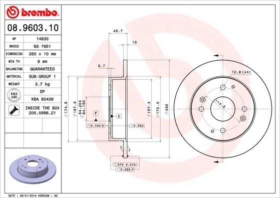 Rover Arka Standart Fren Diski BREMBO