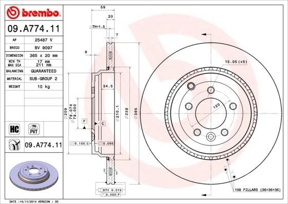 Range Rover L320 Arka Fren Diski UV Coated BREMBO