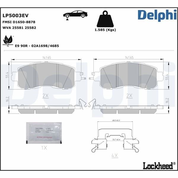 Nissan Leaf Elektrikli Fren Balatası DELPHI