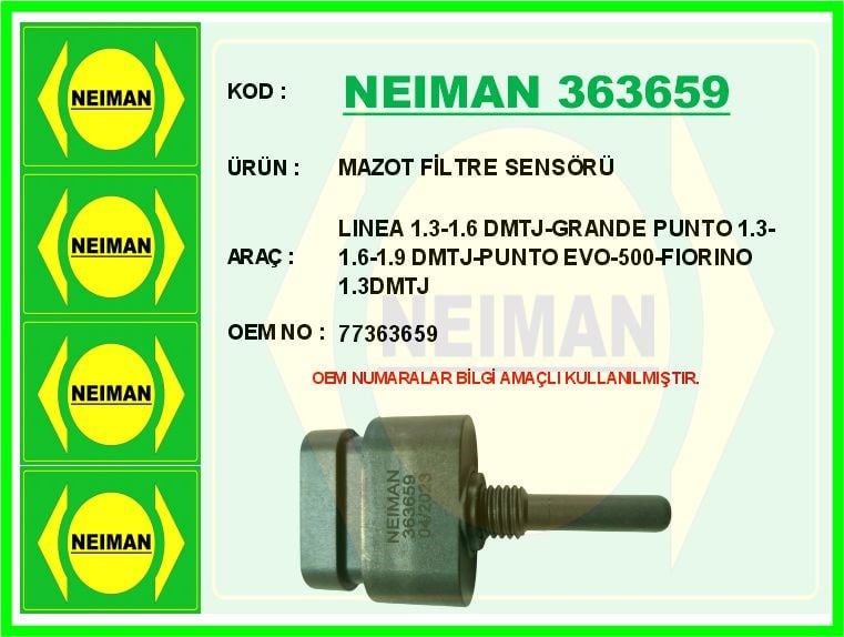 Fiat Linea Mazot Filtre Sensörü 1.3 DMTJ BESCHER