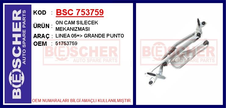 Fiat Linea Ön Cam Silecek Mekanizması Motorsuz BESCHER