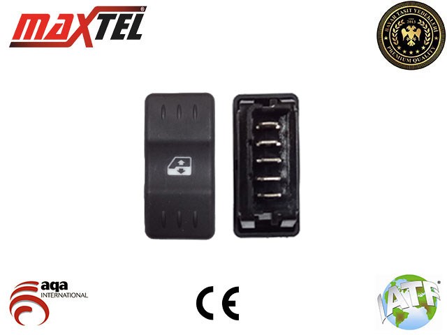 Dacia Logan Cam Kaldırma Anahtarı 5 Pin Tekli Siyah MAXTEL