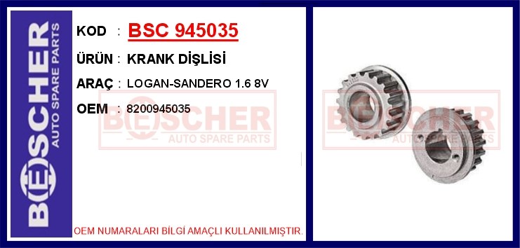 Dacia Logan Krank Dişlisi 1.6 8V BESCHER