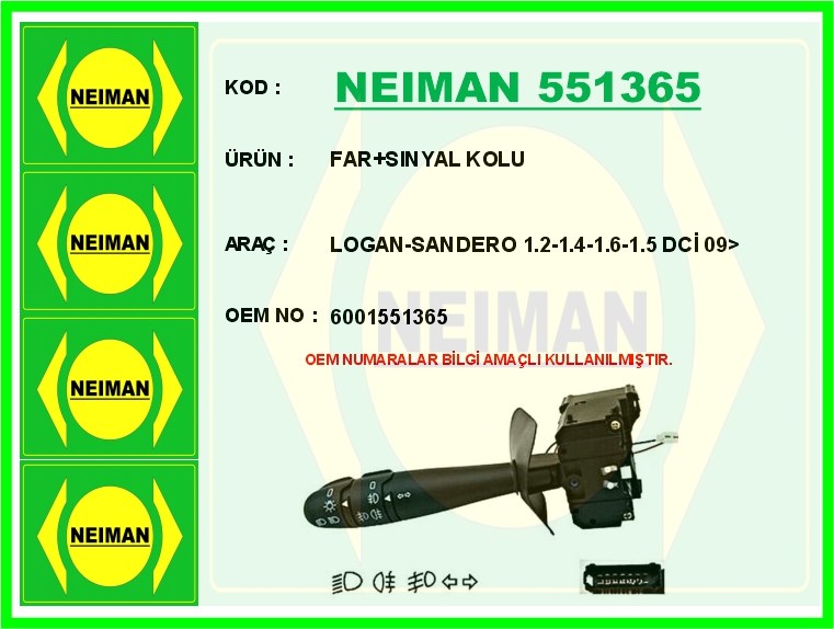 Dacia Logan Sandero 1.2 1.4 1.6 1.5 DCİ Far Sinyal Kolu BESCHER