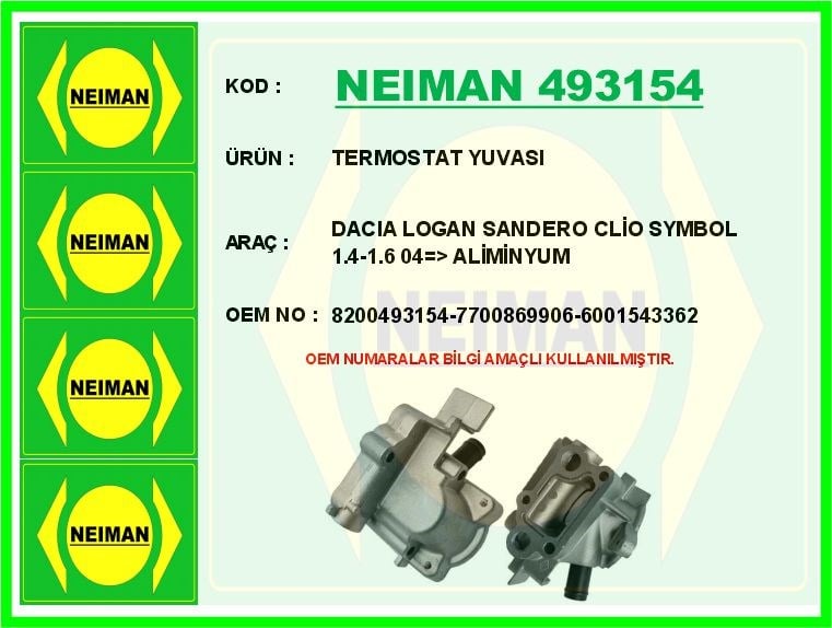 Dacia Logan Sandero Clio Symbol 1.4 1.6 Termostat Yuvası Alüminyum BESCHER
