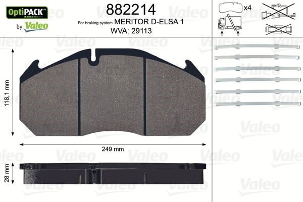 Man F90 F2000 M2000 Disk Fren Balatası Optipack Sensörlü 22.5 Tekerlek İçin VALEO