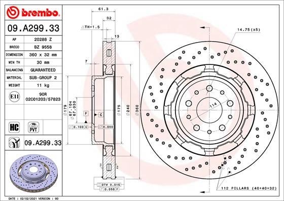Maserati Ön Fren Diski Dual Cast BREMBO