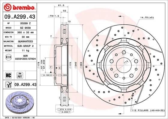 Maserati Ön Fren Diski Dual Cast BREMBO