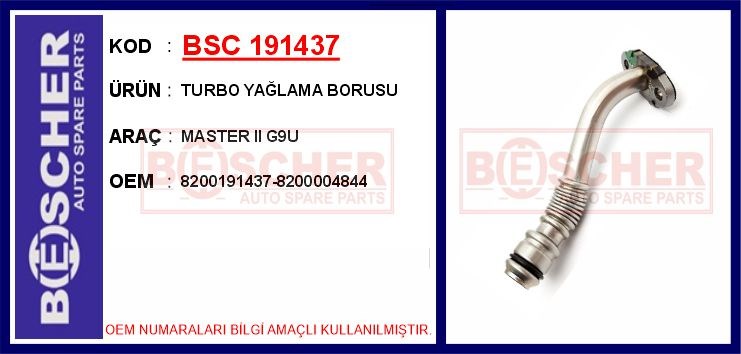 Renault Master II Turbo Yağlama Borusu BESCHER