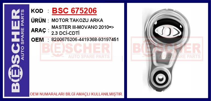 Renault Master 3 Arka Motor Takozu 2.3 DCI-CDTI BESCHER