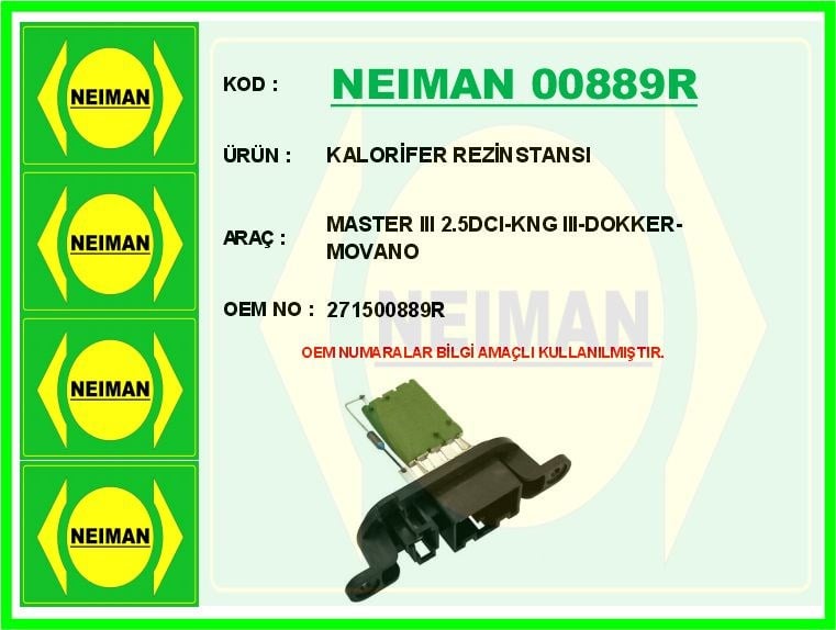 Renault Master 3 Kalorifer Rezistansı 2.5DCI BESCHER
