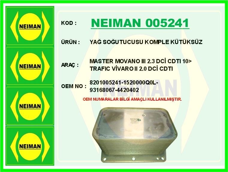 Renault Master Yağ Soğutucusu Komple Kütüklü 2.3 DCİ CDTI BESCHER