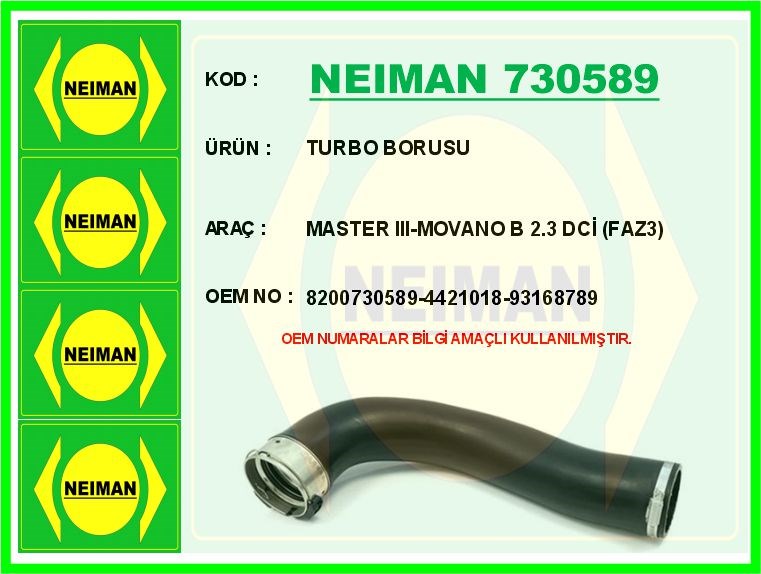 Renault Master 3 Opel Movano B 2.3 dCi Faz3 Turbo Borusu BESCHER