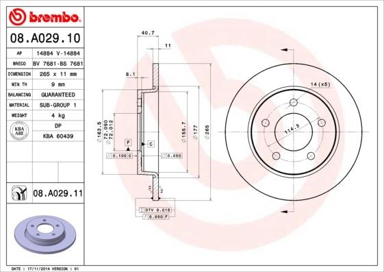 Mazda 3 Arka Fren Diski [Dolu Tip - Kaplamalı] [BK BL kasa 03-14] BREMBO